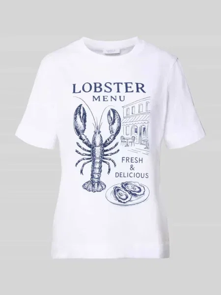 T-shirt z nadrukiem z motywem i okrągłym dekoltem Rich & Royal biała