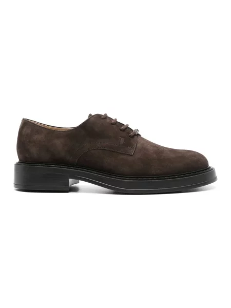 Półbuty Tod's zamszowe na płaskim obcasie brązowe
