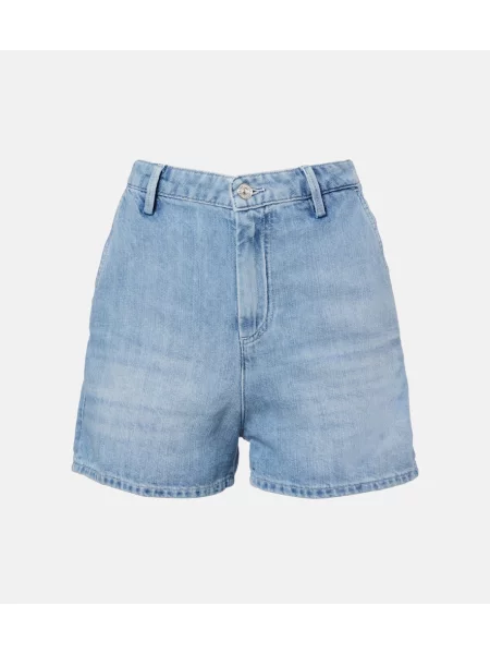 Lniane szorty jeansowe 7 For All Mankind niebieskie