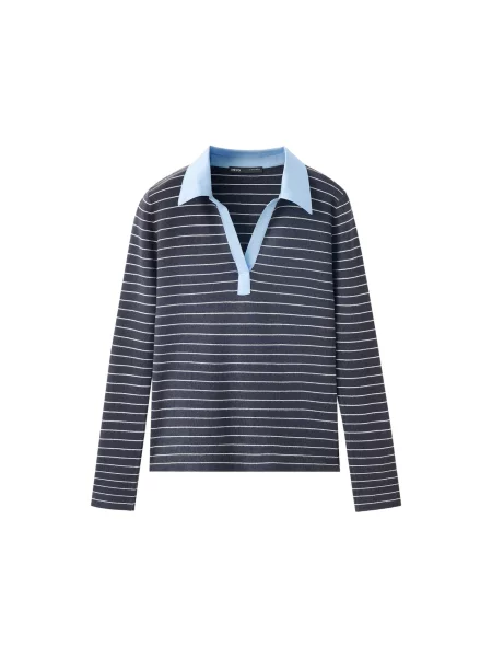 MANGO Tricou MARIS albastru deschis / gri metalic alb