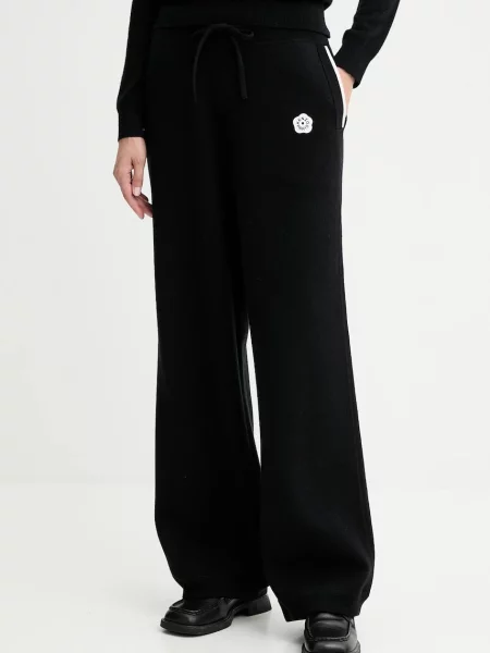 Kenzo pantaloni cu lână lat high waist negru