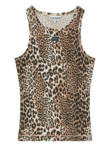Top Ganni cu imagine cu model leopard maro