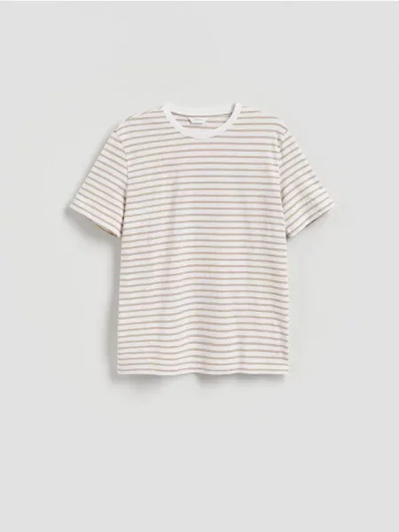 Reserved Tricou regular fit cu dungi bej