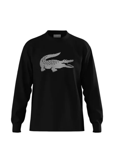 Hanorac crewneck Lacoste cu imagine cu decolteu rotund negru