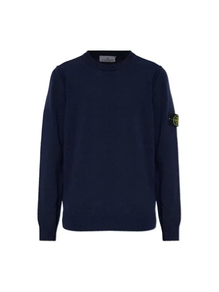 Lniany sweter Stone Island z kamieniami niebieski