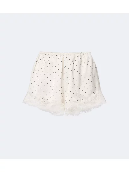 Pantaloni scurți Faithfull din satin cu buline alb