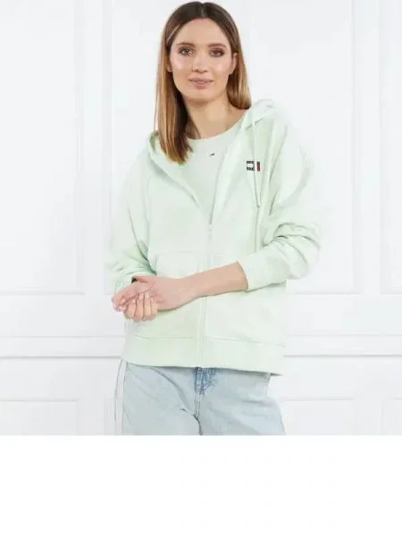 Tommy Jeans Hanorac TJW RLX XS BADGE ZIP TRHU | Relaxed fit verde