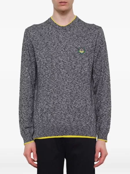 Pulover Kenzo cu dungi de tigru cu autograf gri