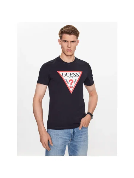 Guess Póló Slim Fit sötétkék