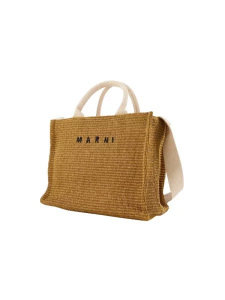 Torba plażowa Marni pleciona brązowa