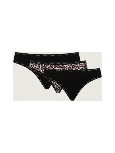 GUESS Tanga pielii / negru alb