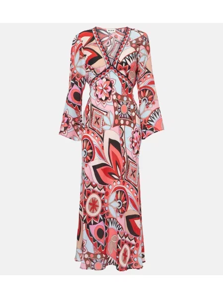 Svilena maksi obleka Rixo rdeča