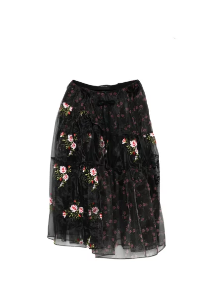 Fustă midi Simone Rocha cu model floral negru