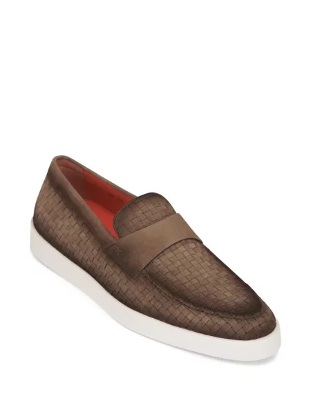 Pantofi loafer Santoni din piele maro