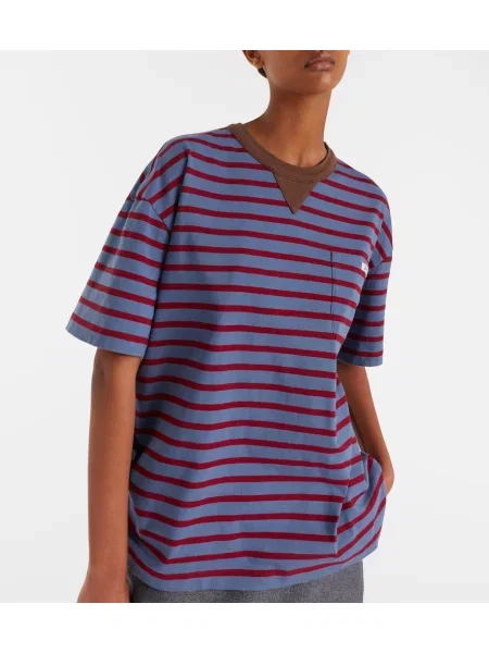 Tricou Prada cu dungi din jerseu albastru