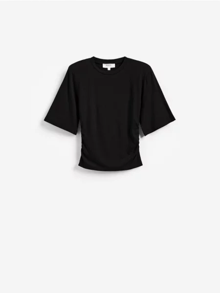 Reserved Tricou cu pernițe la umeri negru