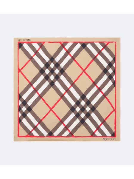 Fular Burberry de mătase în carouri maro