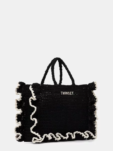 Twinset kabelka typu shopper dámska pletená čierna
