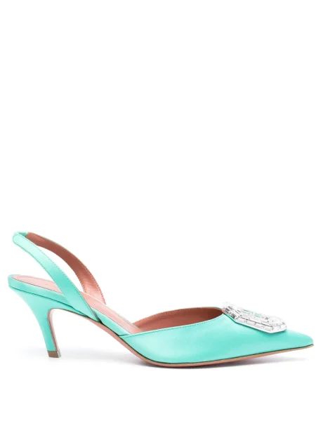 Pantofi cu toc Amina Muaddi slingback verde