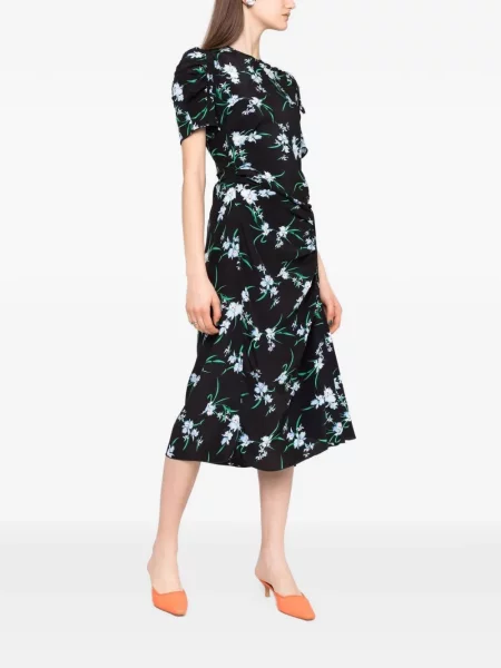Rochie N°21 cu model floral cu imagine drapată negru