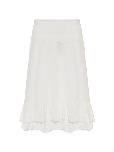 Fustă midi Ulla Johnson cu broderie alb