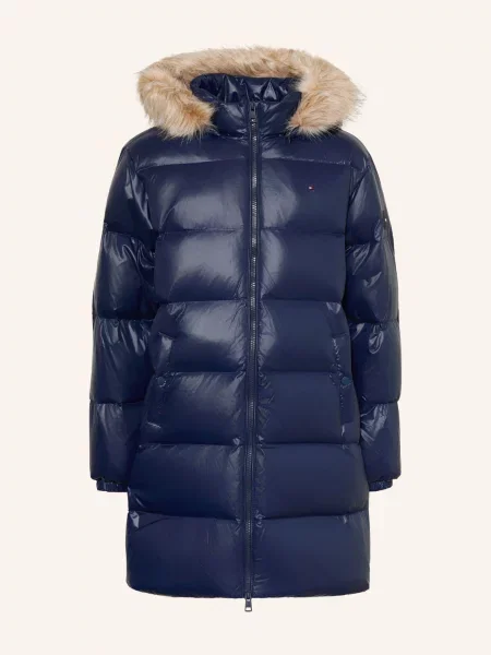 Tommy Hilfiger Péřové Bundy S Odnímatelnou Umělou Kožešinou tmavě modrá