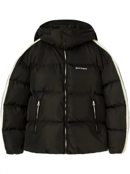 Geacă cu puf Palm Angels cu broderie cu glugă negru