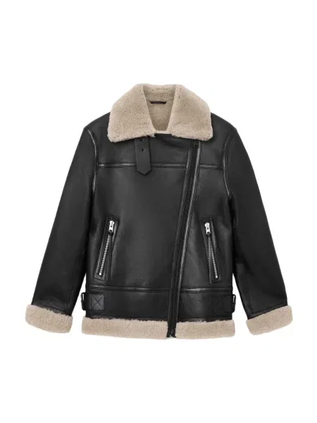 AllSaints Geacă de primăvară-toamnă SOLA bej negru