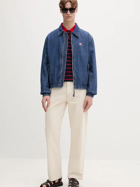 Tommy Jeans přechodová bunda džínová modrá
