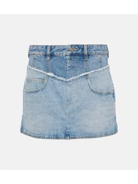 Fustă din denim Isabel Marant cu talie înaltă albastru
