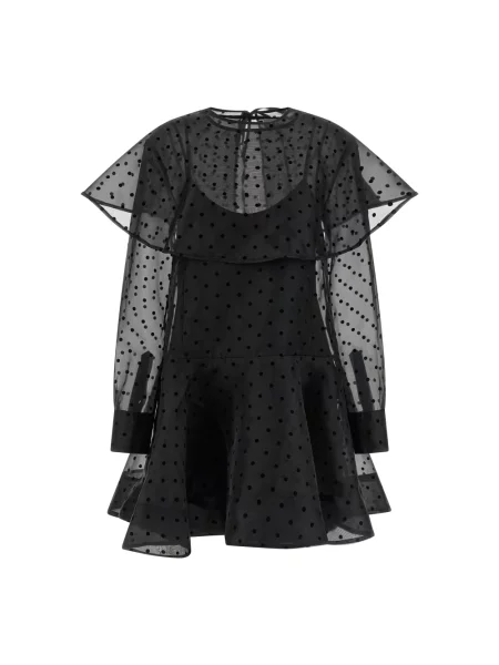 Kołnierzykowy sukienka Ganni z organzy czarna