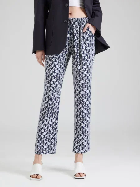 ZABAIONE Pantaloni bleumarin alb
