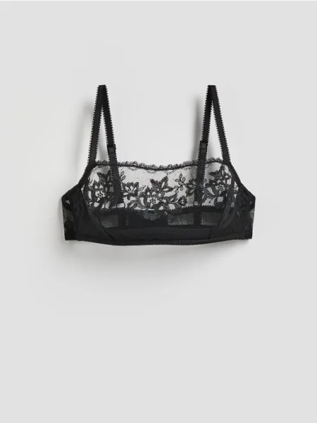 Reserved Бюстгальтер без кісточок із вишивкою чорний