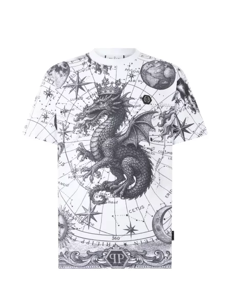 Tricou Philipp Plein cu imagine alb