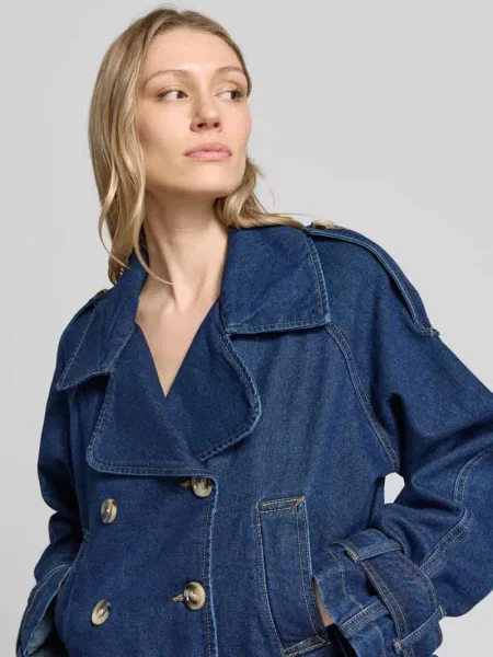 Trencz o kroju regular fit z mieszanki bawełny model LELOU' Vero Moda granatowy
