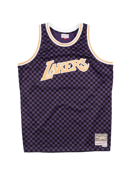 Kostkovaná košile Mitchell & Ness fialová