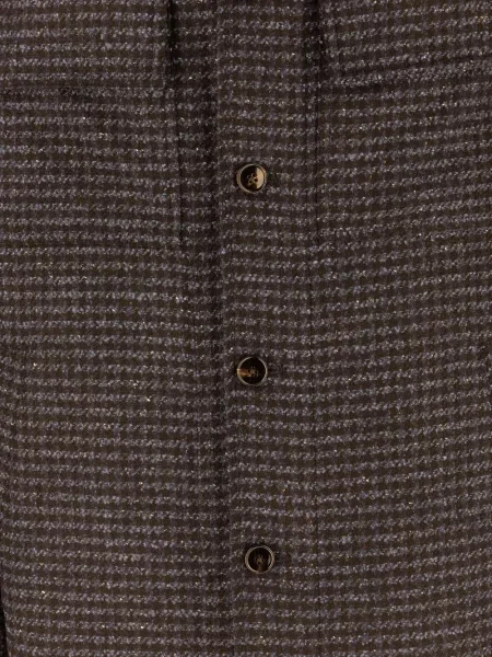 Vilnonė "houndstooth" rašto marškinėlių tipo striukė Gabriele Pasini ruda