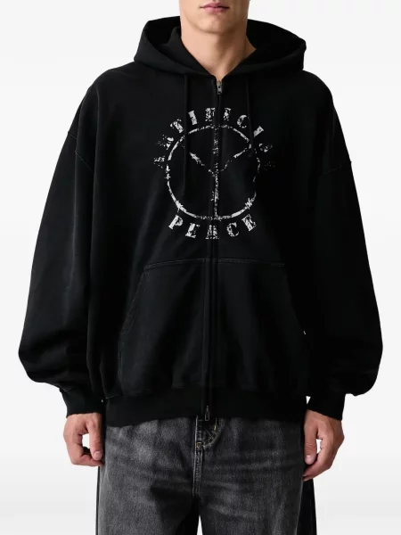 Суичър с качулка Vetements с принт черно