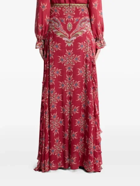 Fustă Etro cu talie înaltă cu imagine cu model paisley roșu
