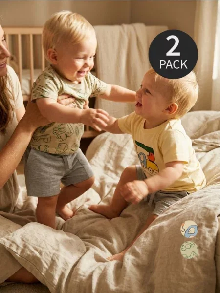 Sinsay trička s potiskem vozidel 2 pack olivová