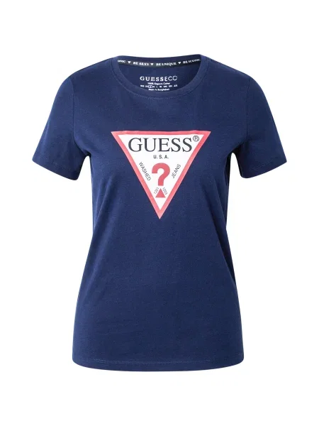 Guess Tricou Bleumarin alb
