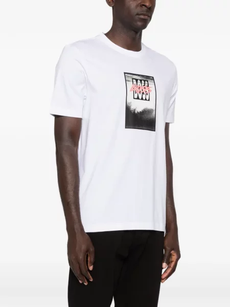 Tricou Boss cu imagine alb