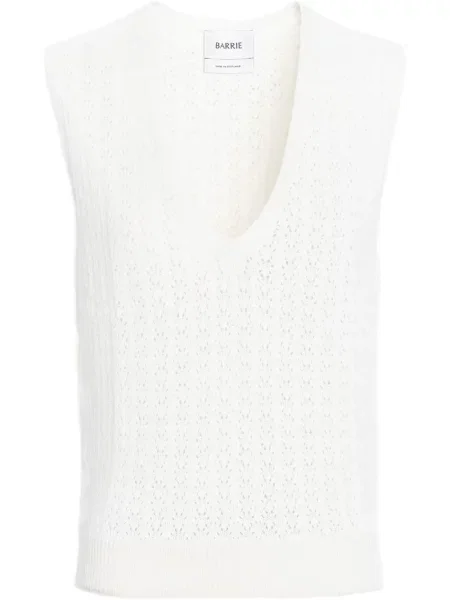 Top Barrie din cașmir cu decolteu în V alb