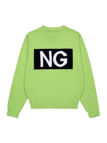Noon Goons Hanorac sport verde deschis / negru alb