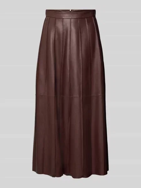 Rozkloszowana spódnica skórzana z zamkiem błyskawicznym model SEVARA' Boss