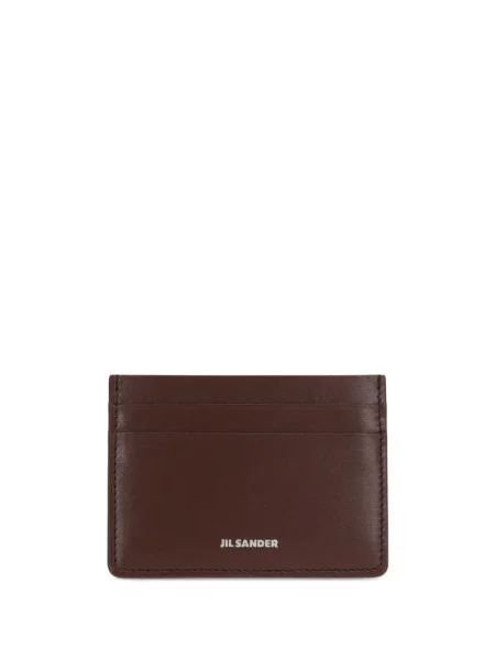 Portofel Jil Sander din piele cu imagine maro