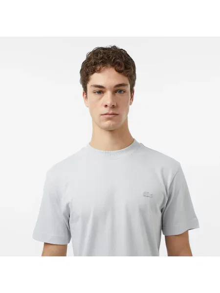 Lacoste T-Shirt Z Okrągłym Dekoltem Relaxed Fit szary