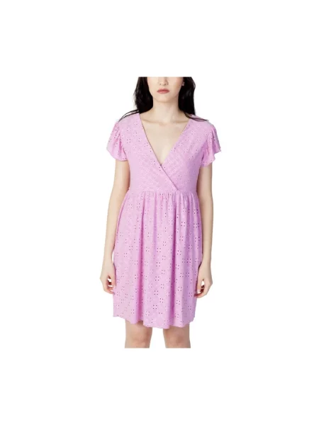 Lniana mała mały sukienka mini Jacqueline De Yong różowa