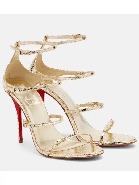 Кожени сандали Christian Louboutin със змийски принт