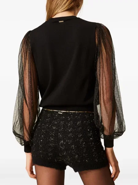 Pulover Twinset din tul negru
